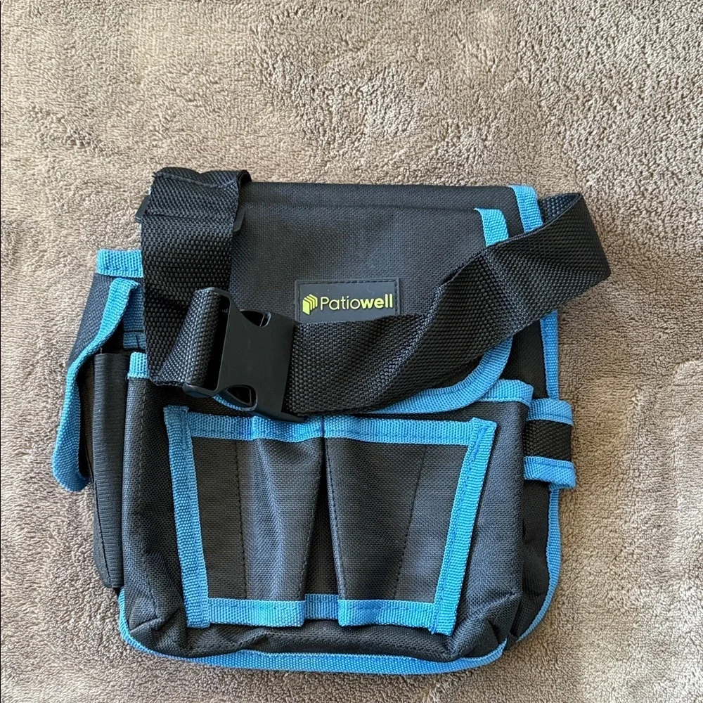 blue and black tool bag